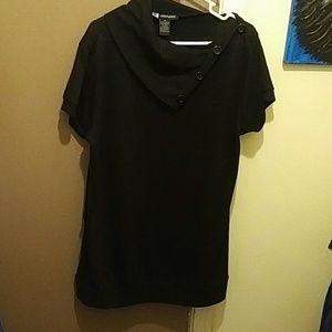 Asymmetical button collar sweater